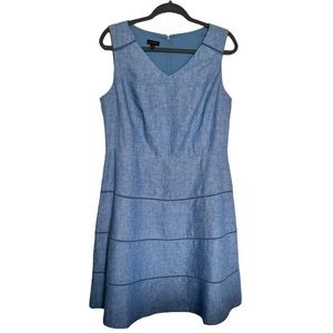 Talbots Chambray Sleeveless 100% Linen A-line Dress resort Vacation